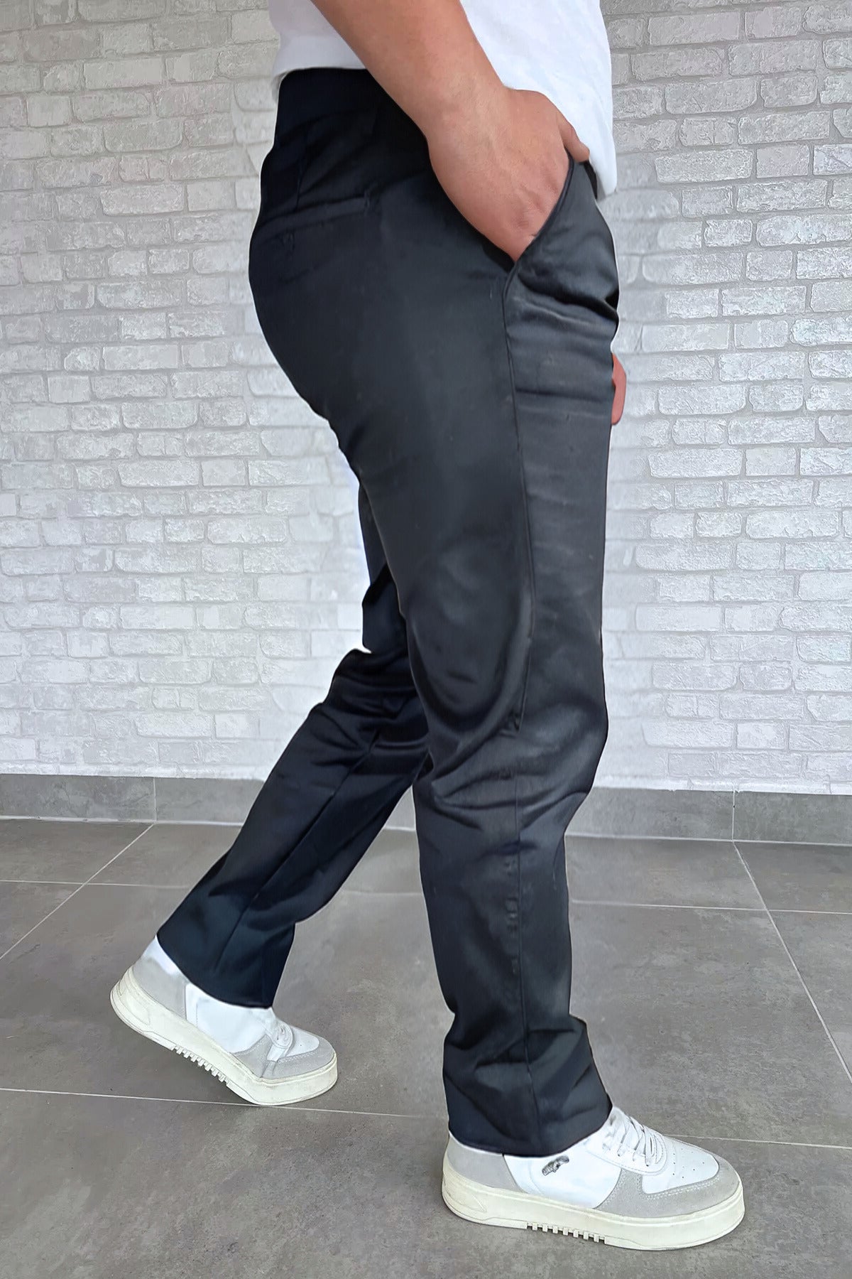 Erkek Likralı Rahat Kalıp Kumaş Okul Pantolonu - Füme - 3