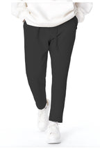 Erkek Rahat Kesim Dokuma Kumaş Beli Lastikli Bağcıklı Kumaş Okul Pantolonu - Füme - 1