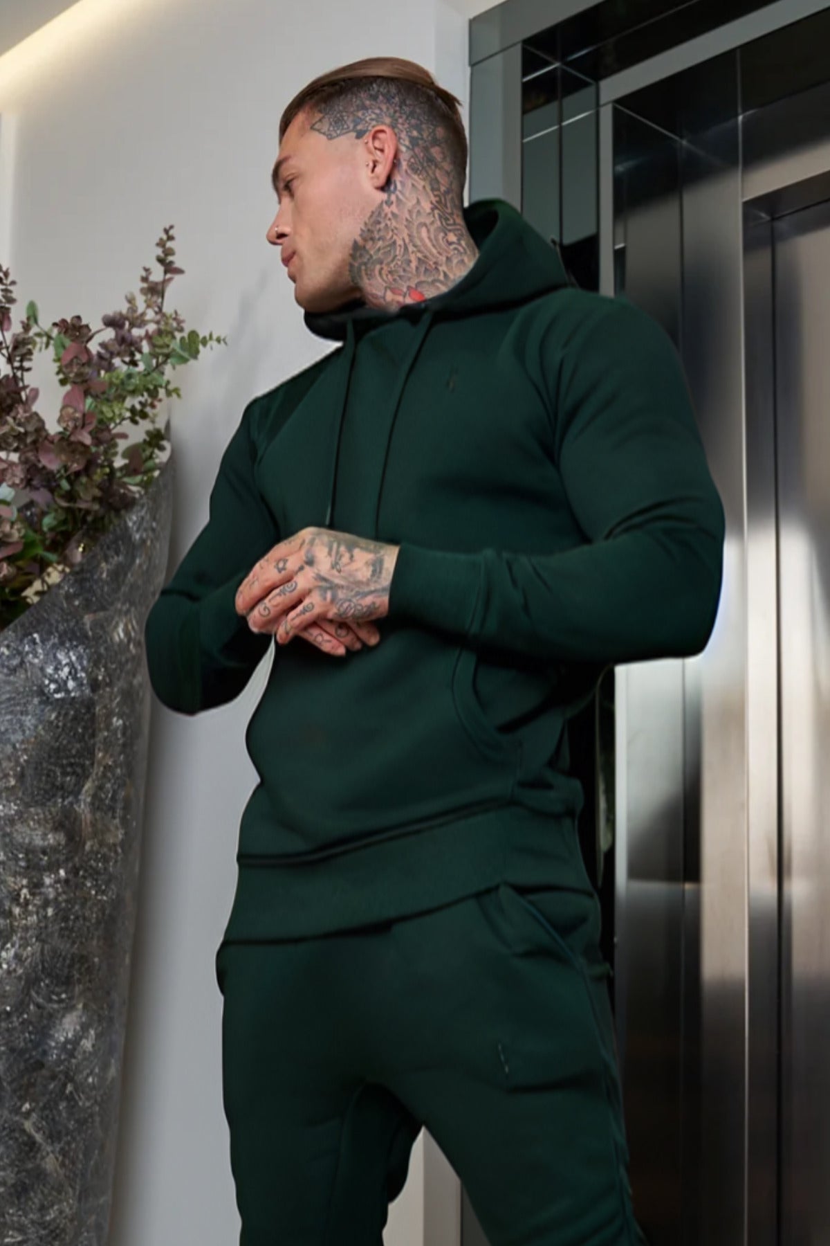 Erkek Esnek Kaliteli Spor Model Sweatshirt - Koyu Yeşil - 3