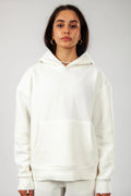 Oversize Hoodie Okul Sweatshirt - Beyaz - 1