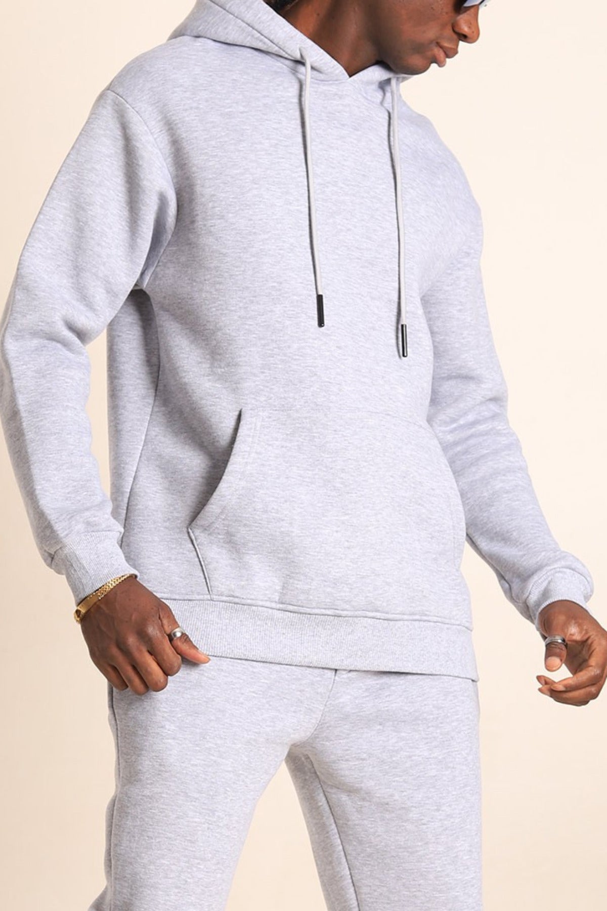 Erkek Rahat Kalın Pamuklu Kışlık Sweatshirt - Gri - 1