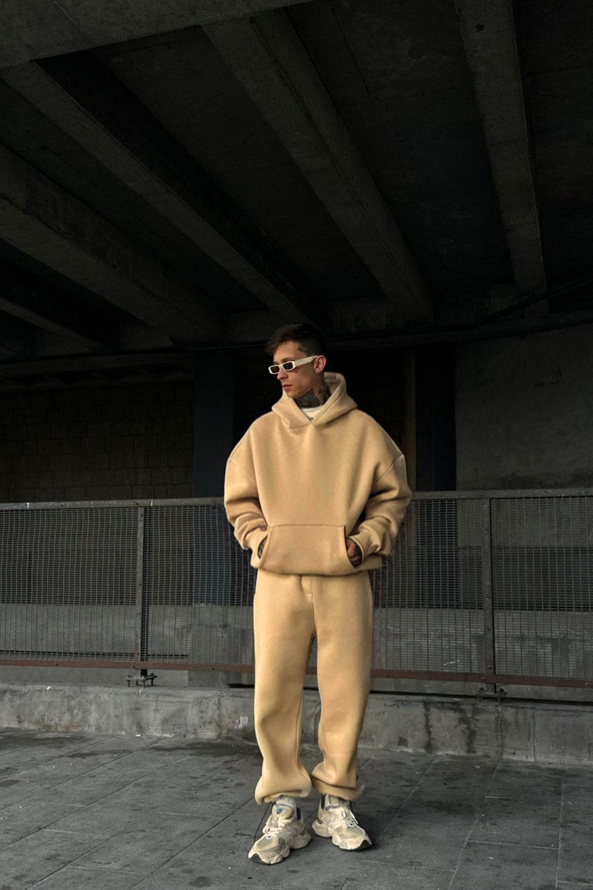 Unisex Camel Rengi Şardonlu Eşofman Takımı - Camel Rengi C7 - 3