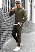 Erkek Bol Kalıp Kalın Rahat Pamuklu Eşofman Takımı Elegance Quality - Haki - 1