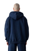 Erkek Basic Laci̇vert Unisex Tam Fermuar Sweatshirt Hırka - Lacivert - 3