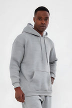 3iplik Bisiklet Yaka Kalın Sweatshirt Pamuklu - Gri - 2