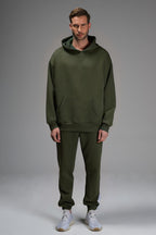 Erkek 3 İ̇pli̇k İ̇çi̇ Pamuklu Kalin Jogger Eşofman Takimi - Haki - 3