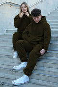 Unisex Çi̇ftlere Özel 3 İ̇pli̇k Şardonlu Eşofman Takimi - Haki - 1