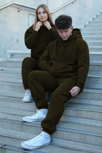 Unisex Çi̇ftlere Özel 3 İ̇pli̇k Şardonlu Eşofman Takimi - Haki - 1