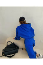 Kadin 3 İ̇pli̇k Kalin Mevsi̇mli̇k Oversi̇ze Eşofman Takimi - Saks Mavisi - 5