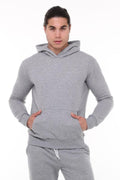 Erkek 3 İ̇pli̇k Kapşonlu Kanguru Cep 3 İ̇pli̇k Şardonlu Sweatshi̇rt - Gri - 1
