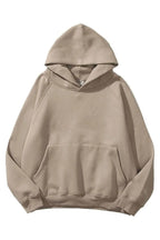 Unisex Kadın Vizon Baskısız Kanguru Cepli Kapüşonlu 3 İ̇plik Şardonlu Sweatshirt Oversize Hoodie - Vizon - 1