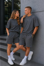 Unisex Kadın Erkek Oversize 2 İ̇plik Pamuklu Modal Penye Premium Rahat Kalıp Yazlık Yeni Sezon Şortlu Takım (tekli̇) - Füme - 5