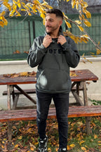 Erkek Kapşonlu Nakişli Oversi̇ze Kolej Sweatshi̇rt - TUTEV - 1
