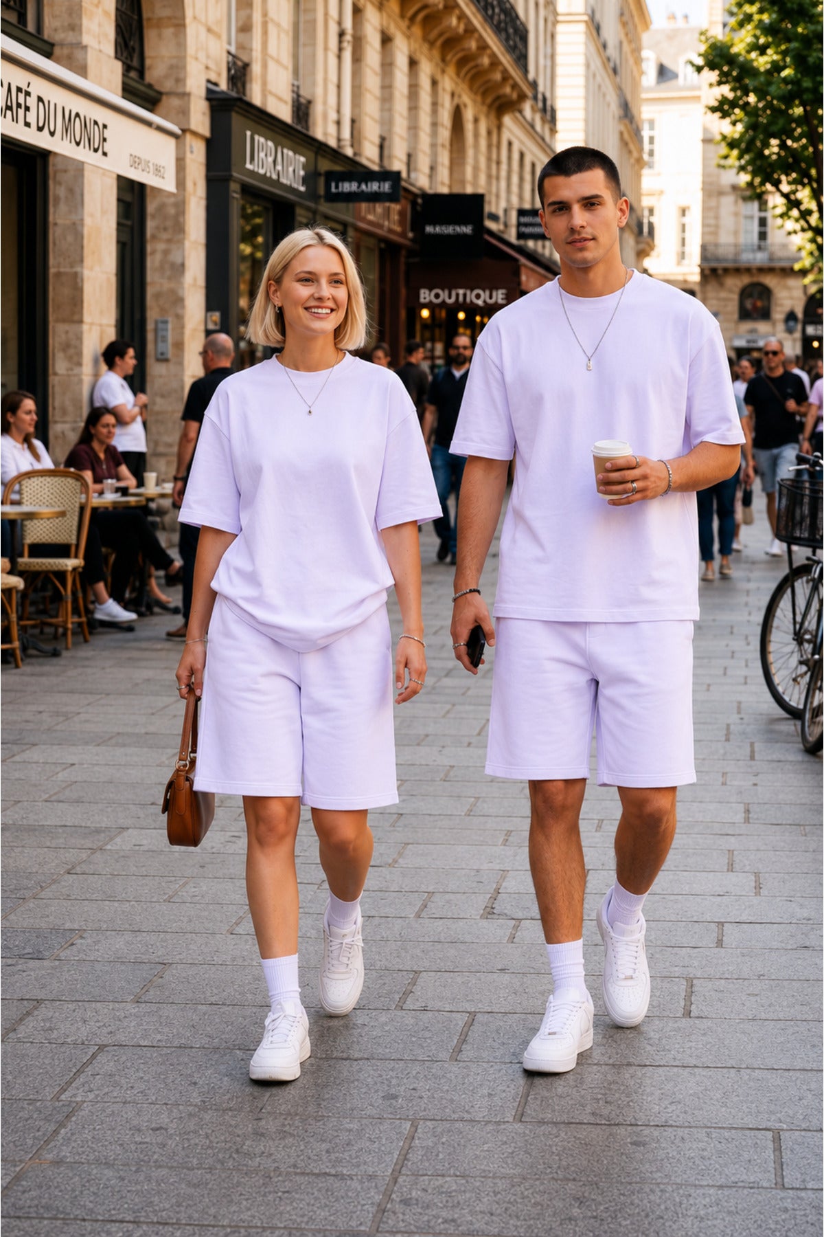 Unisex Kadin Erkek Çi̇ft Kullanimina Uygun Oversi̇ze Kisa Kollu Şort Takim (tek Adet ) - Lila - 5