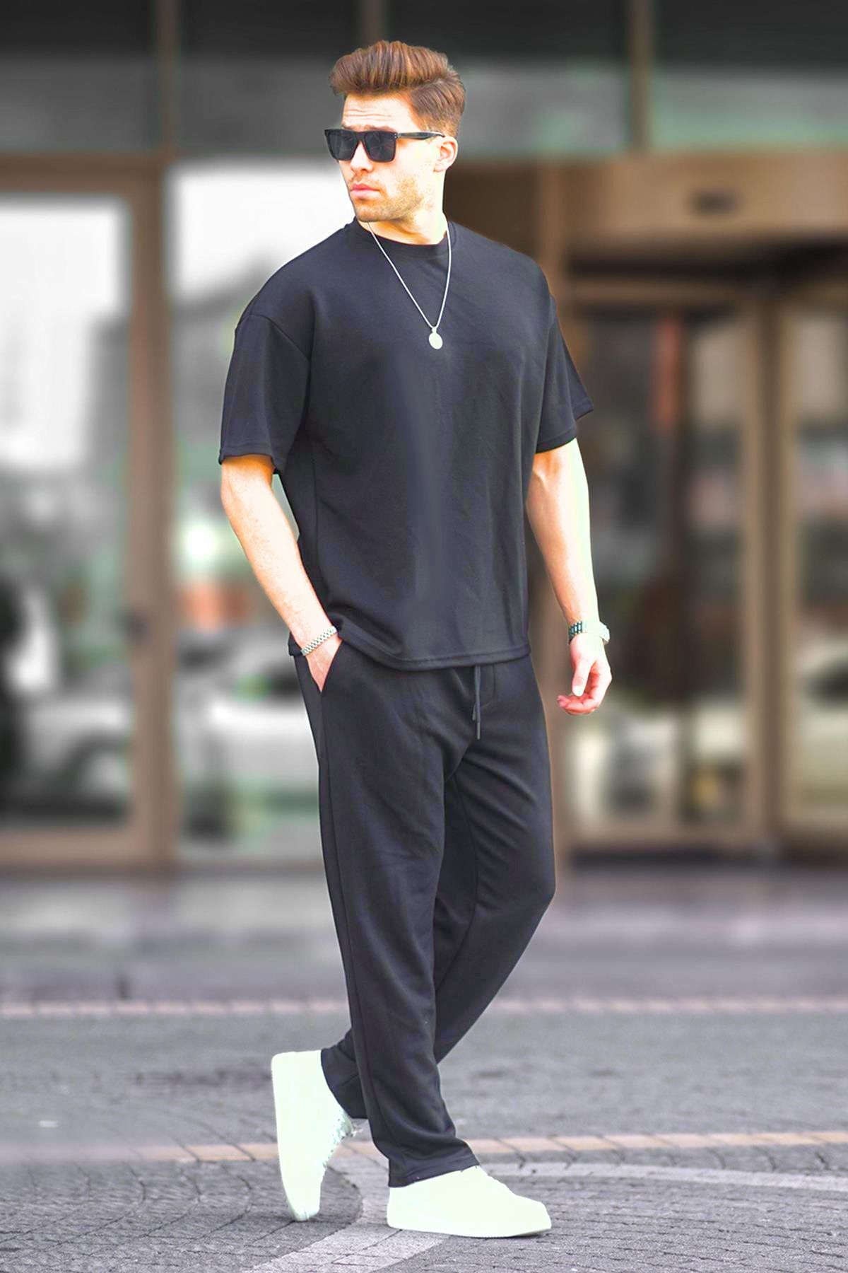 Erkek Yazlik Rahat Kisa Kollu Pi̇jama Takimi - Antasit Melanj - 1