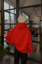 Kadin Kirmizi 3 İ̇pli̇k Şardonlu Yumuşak Oversi̇ze Kapüşonlu Sweatshirt - Kırmızı - 3