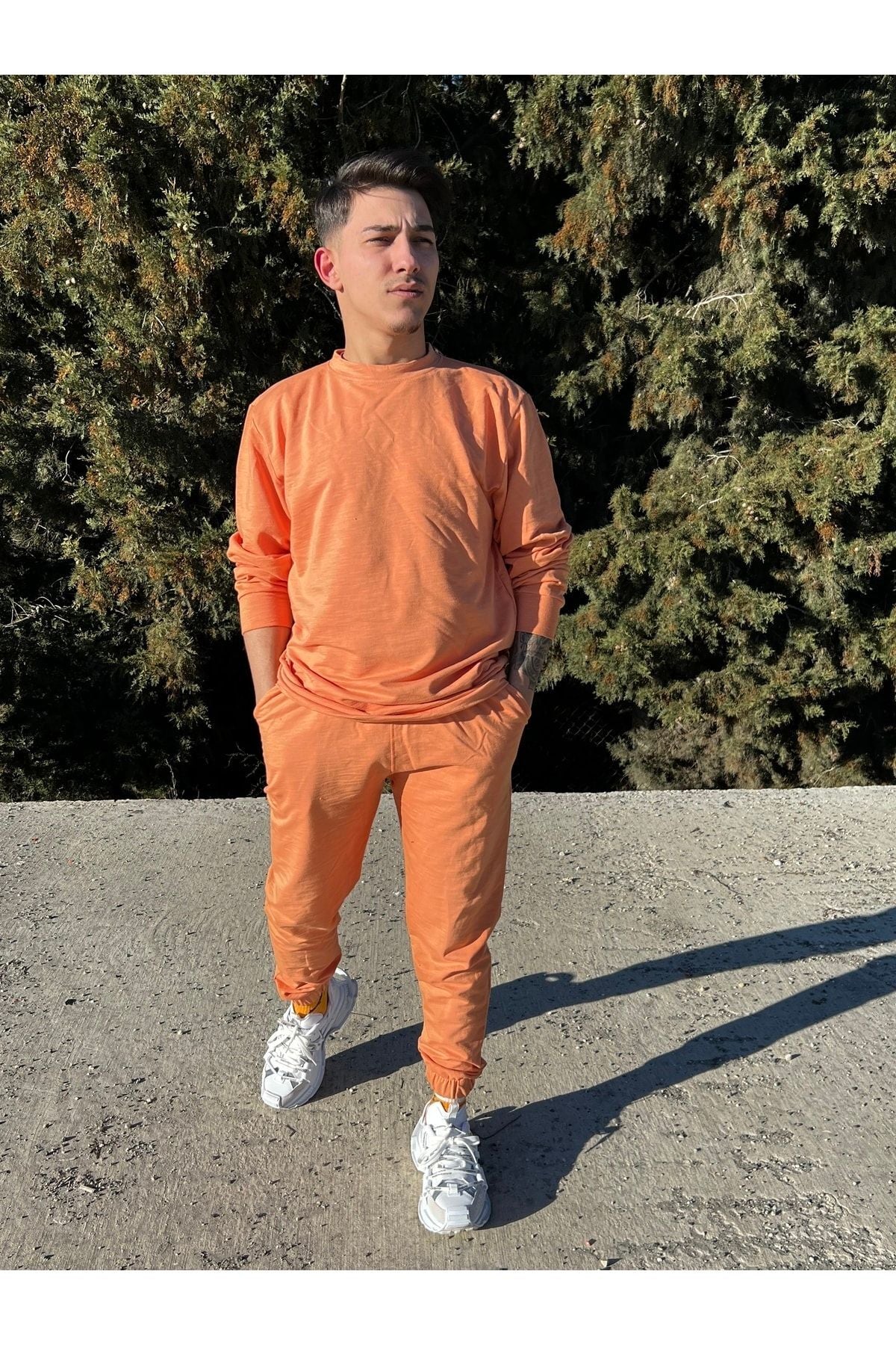 Erkek Orange Bisiklet Yaka Eşofman Takımı Regular Fit - Turuncu - 3
