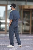 Erkek Oversize Kısa Kollu Yazlık Pijama Takımı - Füme - 2