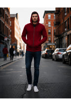 Erkek 3 İ̇pli̇k Şardonlu Oversi̇ze Fermuarli Sweatshirt Hirka - Bordo - 1