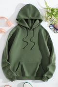 Regular Kalıp Şardonlu Kanguru Cep 3 İ̇plik Oversize Okul Sweatshirt - HAKİ YEŞİL - 1