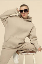 Kadın Salaş Bol Günlük Oversize Sweatshirt - Bej - 2
