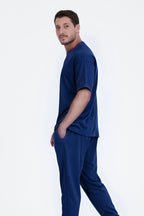 Erkek Kısa Kollu Pijama Takımı Bisiklet Yaka Bisiklet Yaka - Lacivert - 3