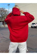 Kadın Kırmızı Hoodie Sweatshirt Kapşonlu 3 İplik Puf 248-1 - C1 Kırmızı - 4
