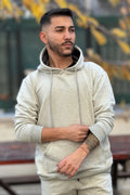 Erkek Kapşonlu Kanguru Cepli̇ 3 İ̇pli̇k Oversi̇ze Sweatshi̇rt - Gri - 1