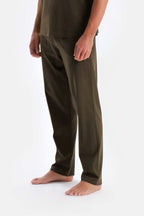 Erkek Relaxed Rahat Beli Lastikli Pijama Altı - Haki - 2