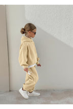 Çocuk Unisex 3 İ̇pli̇k Şardonlu Rahat Kesi̇m Kişlik Eşofman Takimi - Bej - 2