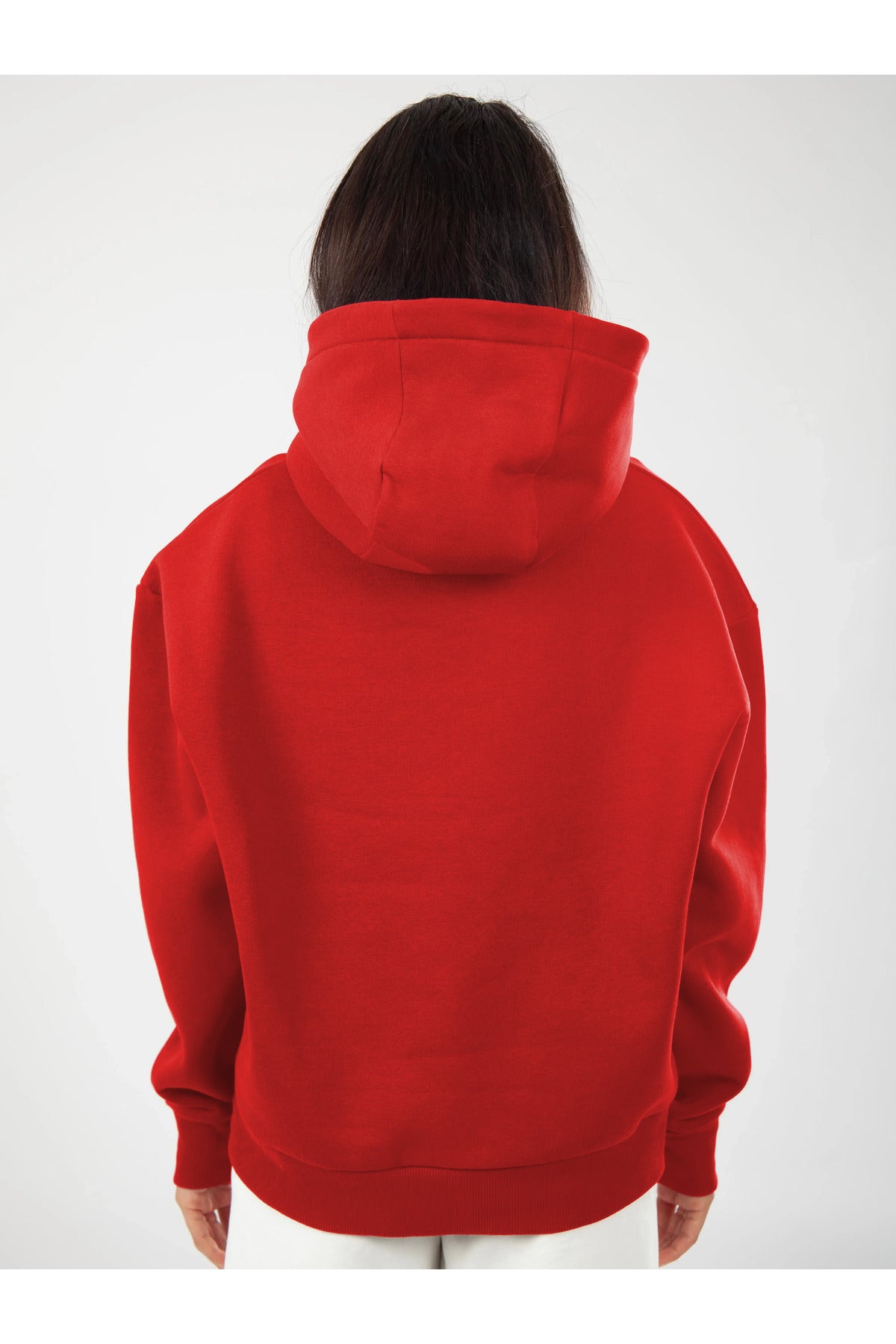 Oversize Hoodie Okul Sweatshirt - Kırmızı - 3