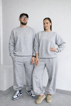 Unisex Gri̇melanj Çi̇ftleri̇n Kullanimina Uygun Bi̇si̇klet Yaka Eşofman Takimi (tekli̇) - Gri Melanj - 2
