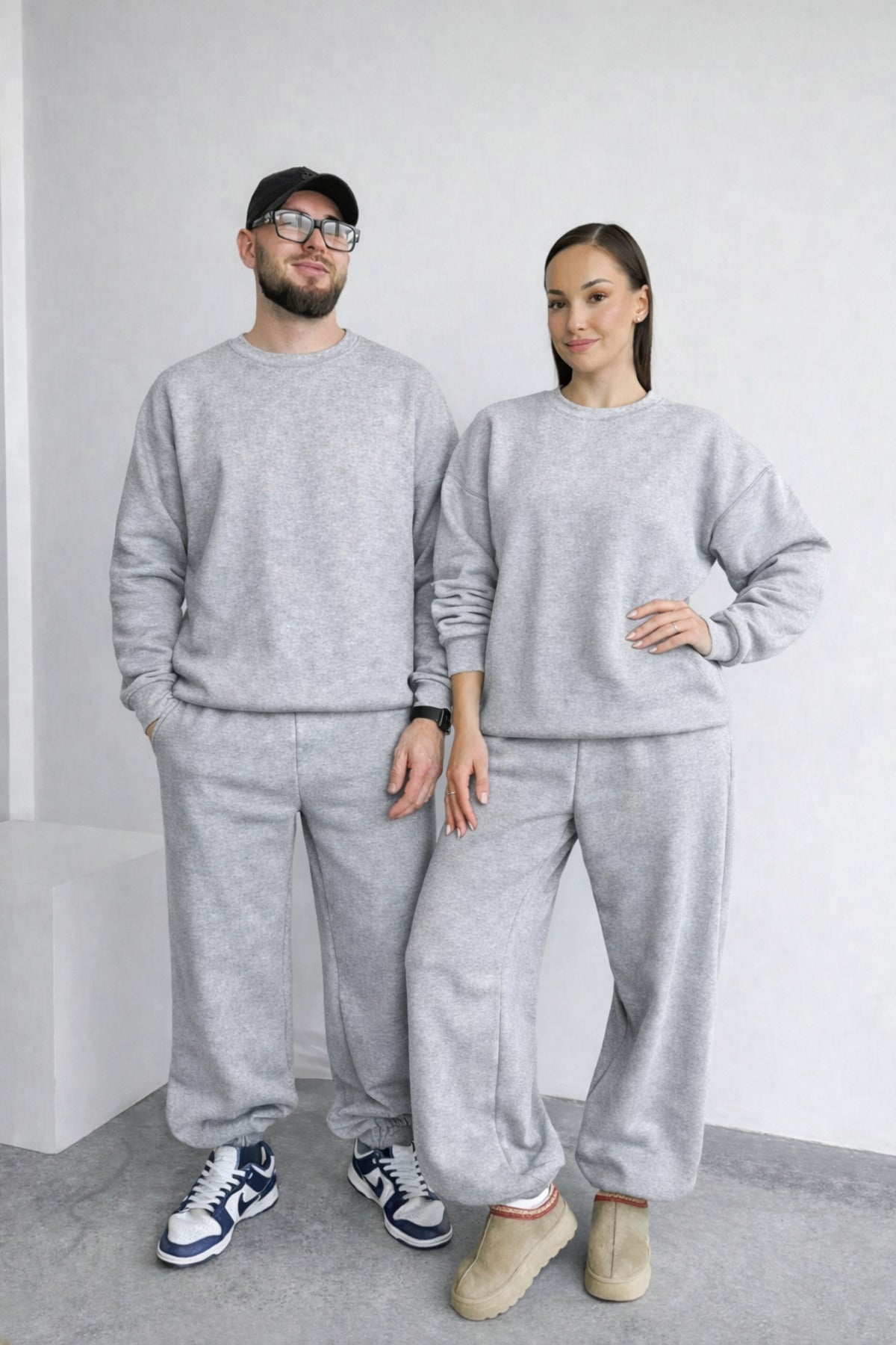 Unisex Gri̇melanj Çi̇ftleri̇n Kullanimina Uygun Bi̇si̇klet Yaka Eşofman Takimi (tekli̇) - Gri Melanj - 2