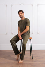 Erkek Haki Yazlık Relaxed Pijama Takımı - Haki - 2