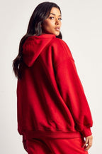 Kadın Salaş Bol Günlük Oversize Sweatshirt - Kırmızı - 3