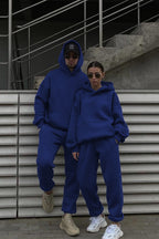 Unisex 3 İ̇pli̇k Şardonlu Oversi̇ze Çi̇ftleri̇n Kullanimina Uygun (tekli̇) - Saks Mavisi - 1