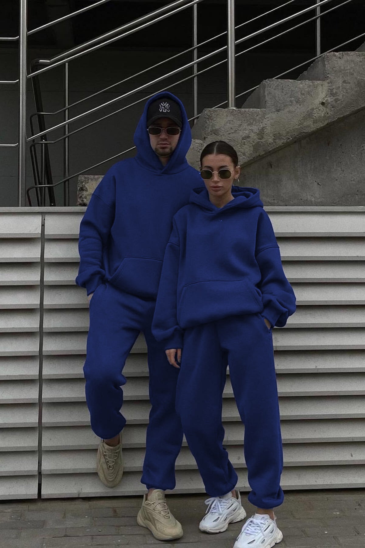 Unisex 3 İ̇pli̇k Şardonlu Oversi̇ze Çi̇ftleri̇n Kullanimina Uygun (tekli̇) - Saks Mavisi - 1