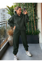 Kadin Kalin Comfort Sweatshi̇rt Yüksek Bel Eşofman Takimi - Koyu Yeşil - 1