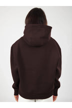 Oversize Hoodie Okul Sweatshirt - Kahverengi - 3