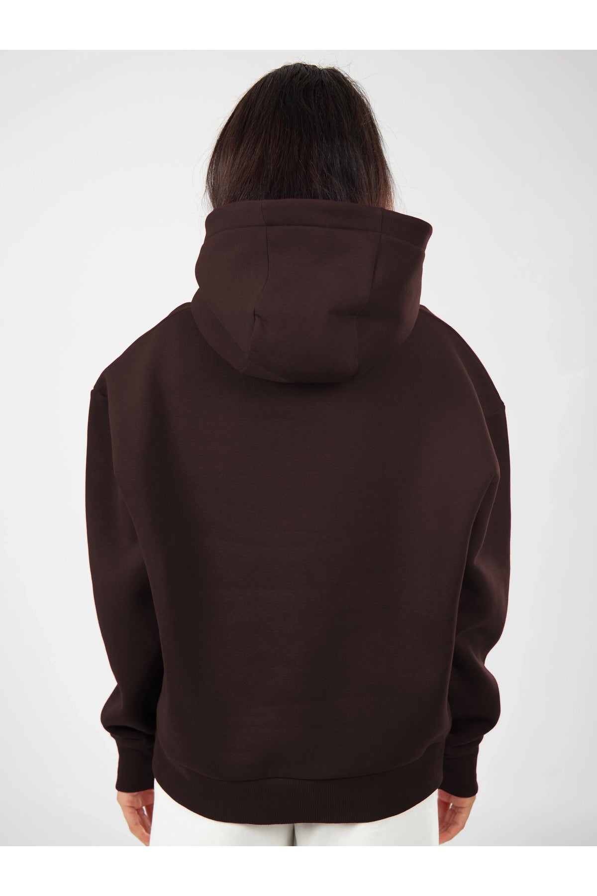 Oversize Hoodie Okul Sweatshirt - Kahverengi - 3
