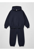 Çocuk Unisex 3 İ̇pli̇k Şardonlu Kalin Rahat Kesi̇m Eşofman Takimi - Lacivert - 2