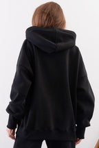 Kadın Esnek Rahat Kalıp Basic Model Sweatshirt - Siyah - 4