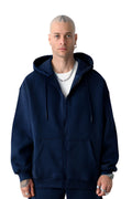 Erkek Basic Laci̇vert Unisex Tam Fermuar Sweatshirt Hırka - Lacivert - 1