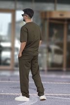 Erkek Oversize Kısa Kollu Yazlık Pijama Takımı - Haki - 2