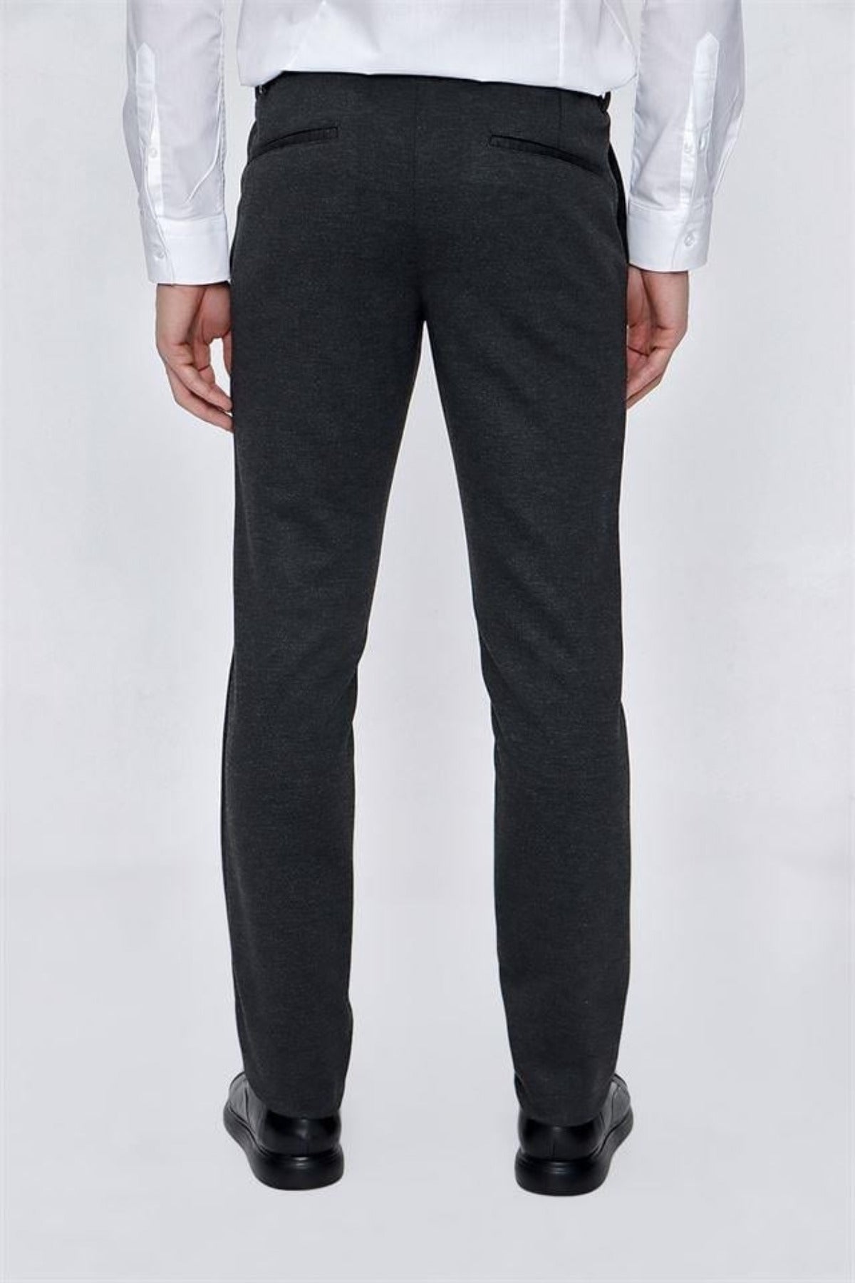 Erkek Likralı Esnek Kaliteli Kumaş Okul Pantolonu - Füme - 4
