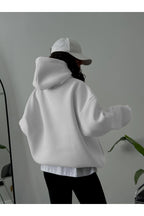 Kadın Kapşonlu Kalın Kanguru Cepli Sweatshirt - Beyaz - 2