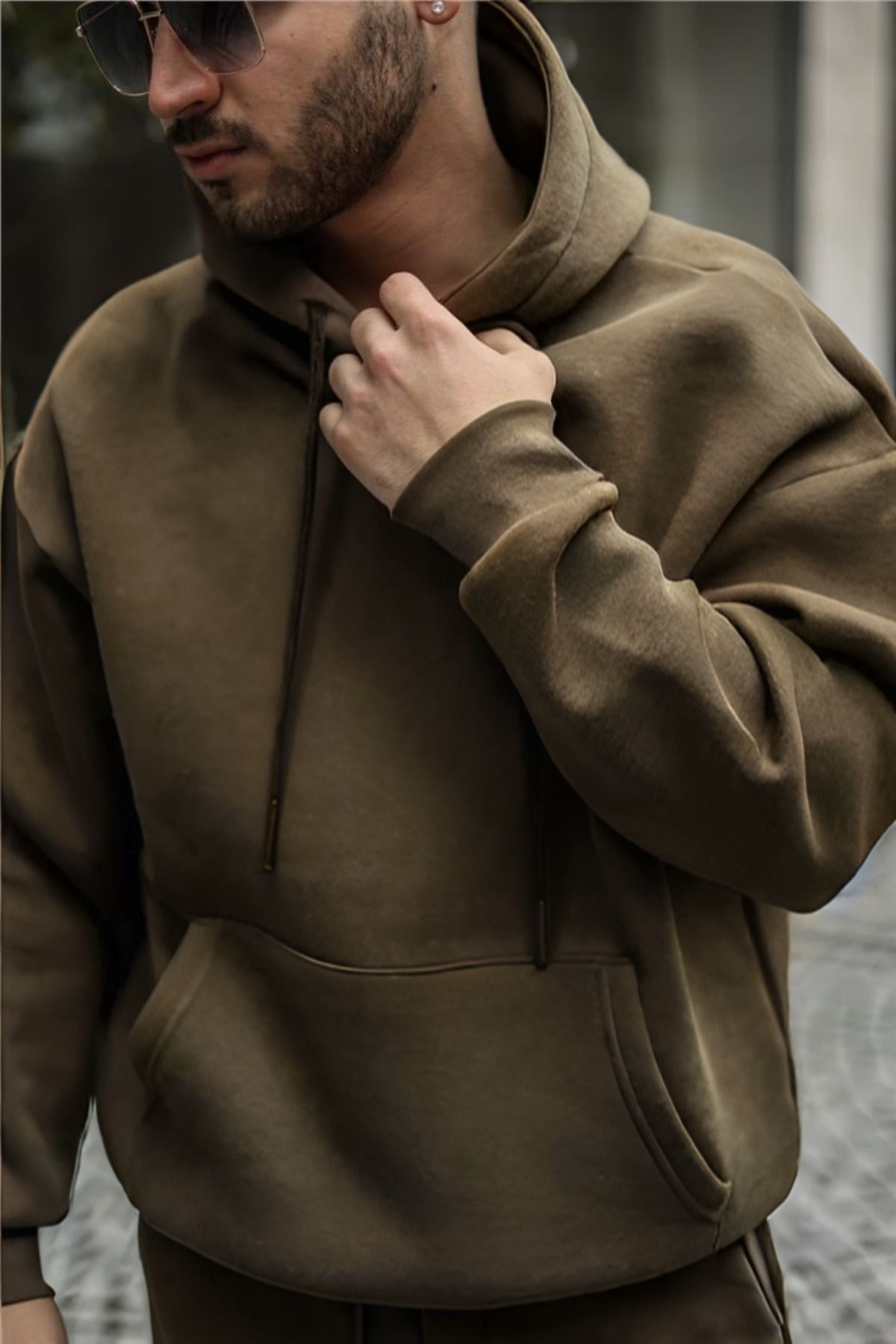 Baybayan Özel Seri̇ Kapşonlu Hoodi̇e Streetwear Sweatshi̇rt - Haki - 3