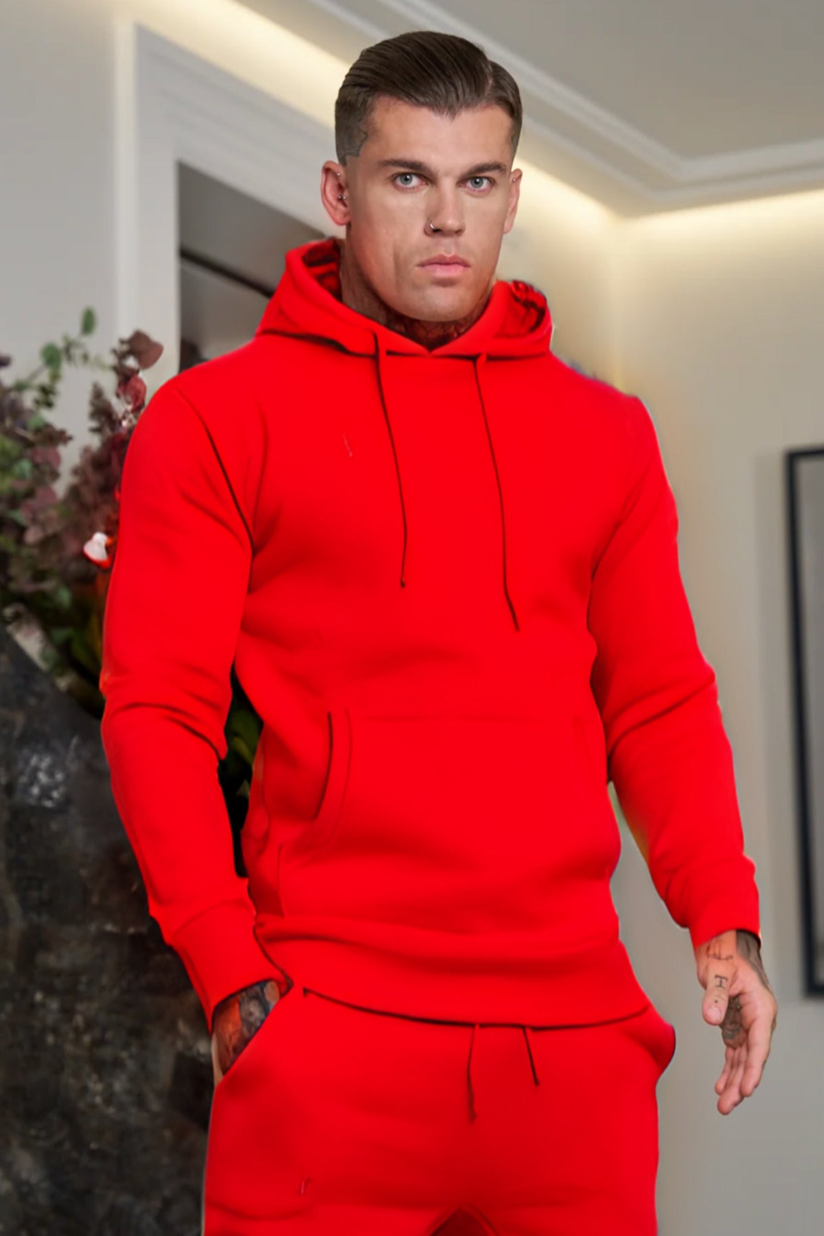 Erkek Esnek Kaliteli Spor Model Sweatshirt - Kırmızı - 3