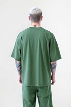 Erkek Yeşi̇l Oversize T-shirt Kısa Kollu Tişört - GREEN - 3