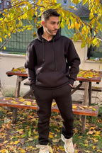 Efsane Oversize 3iplik Kalın Eşofman Takımı Unisex - Siyah - 4